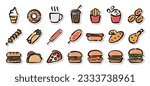 Illustrated sticker set of fast food.Quick and simple to use.