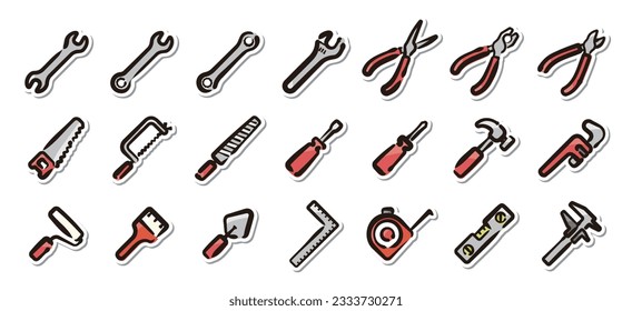 Illustrated sticker set of gardening tool.Quick and simple to use.