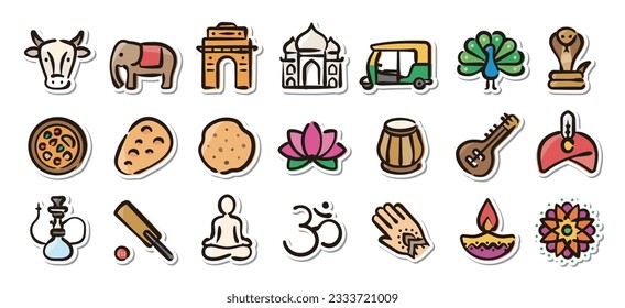 Illustrated sticker set of India.Quick and simple to use.