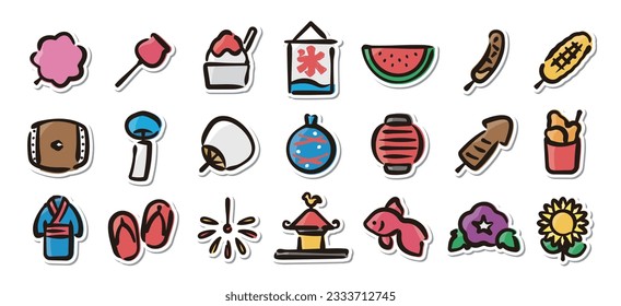 Illustrated sticker set of japanese festival and summer.Quick and simple to use.