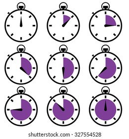 Illustrated stopwatch icons set