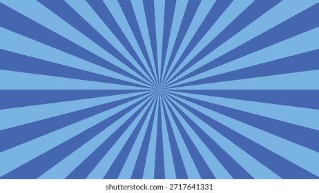 Illustrated sunburst background in light and dark blue radial rays