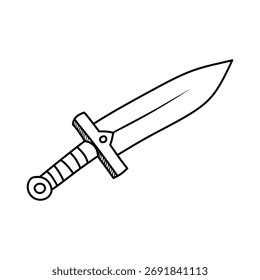 Illustrated sword drawing features a simple black outline against a white background creating a clean, graphic image ideal for educational materials or design elements.