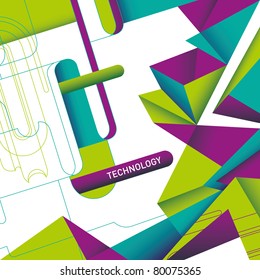 Illustrated technology layout with abstraction. Vector illustration.