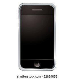 Illustrated technology phone with black screen and button