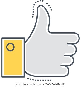 Gesto ilustrado de los pulgares hacia arriba con el puño amarillo, la mano gris y la D