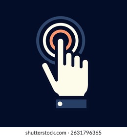 Illustrated touch finger pressing round button cartoon flat design illustration