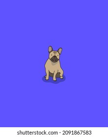 Illustrated toy dog breeds, flat bright illustration. Colorful print, wall art with  french bulldog art