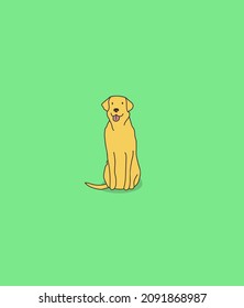 Illustrated toy dog breeds, flat bright illustration. Colorful print, wall art with a labrador retriever