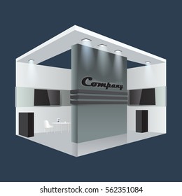 Tablero único ilustrado de la información del diseño creativo de la exhibición del soporte de exposición, enrollar para arriba. Plantilla vacía de la cabina de comercio. Vector Display Mock-up e identidad corporativa