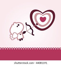 Illustrated valentines card with "Tiny Dude" as Cupid