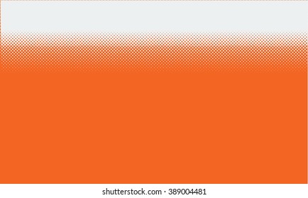 Illustrated Vector abstract orange background with halftone grunge dot style. White elegant halftone design for your top or bottom border. 