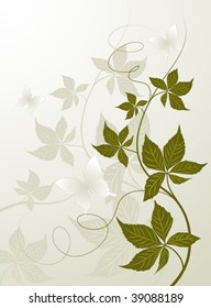 illustrated vector background with plants and butterflies