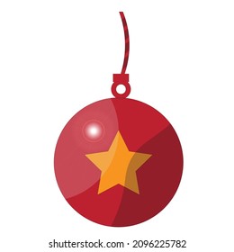 An illustrated vector of a Christmas ornament ball, featuring a star and string. This festive decoration captures the holiday spirit, adding a touch of joy and sparkle to any Christmas-themed design 