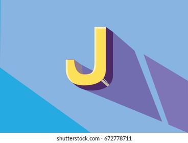 Illustrated Vector colorful letter J with a shadow