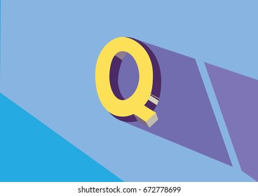 Illustrated Vector colorful letter Q with a shadow
