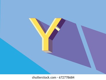 Illustrated Vector colorful letter Y with a shadow
