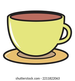 illustrated vector of cup and saucer isolated