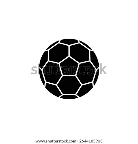 Illustrated is a vector graphic featuring a black soccer ball with white lines forming pentagons and hexagons. This minimalist design is centered against a white background.