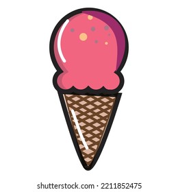 illustrated vector of ice cream cone isolated