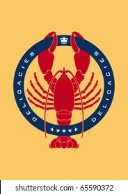 Illustrated vector logo showing a lobster representing sea food an delicacies