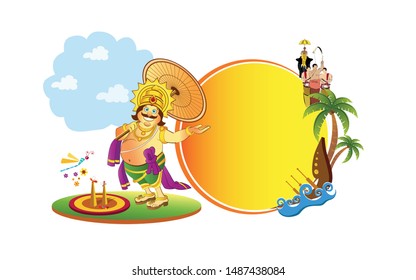 Illustrated vector of Mahabali. He was a beloved king in the state of Kerala. He return to Earth once every year and it is called festival of Onam. Maveli
