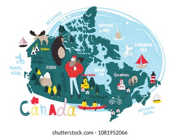 Illustrated vector map of Canada