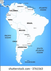 Illustrated Vector Map of South America