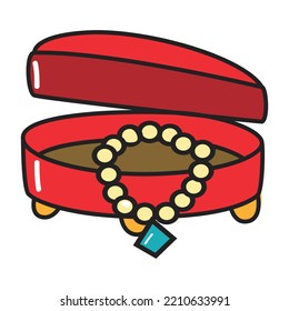 Illustrated Vector Of Necklace In Jewelry Box Isolated