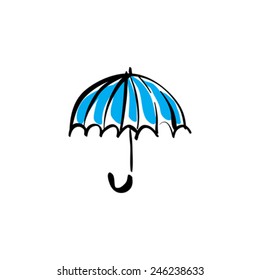 Illustrated vector open umbrella on white background. 