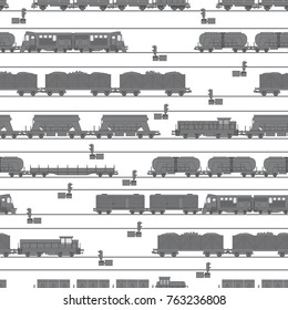 Illustrated Vector Pattern on a Railroad Theme