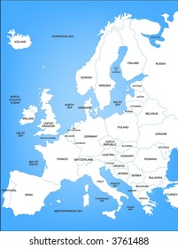 Illustrated Vector Political Map of Europe