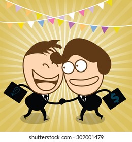 illustrated vector is present two businessman foreign exchange trading and sale idea.
