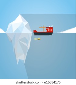 Illustrated vector ship and submarine
