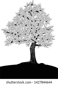 illustrated vector tree with leafs