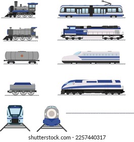 Vector ilustrado de varias Locomotoras.
EPS Ilustrador compatible 10.