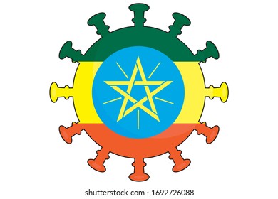 Illustrated Virus Flag for the Country of  Ethiopia
