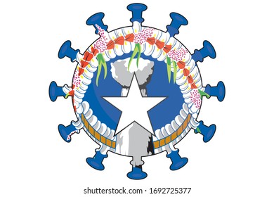 Illustrated Virus Flag for the Country of  Marianas