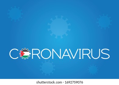 Illustrated Virus Flag for the Country of  Palestine