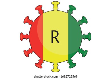 Illustrated Virus Flag for the Country of  Rwanda