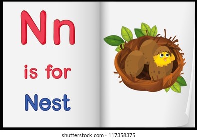 Illustrated voabulary learning sheet in a book