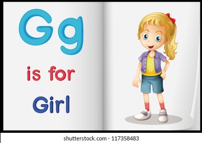Illustrated voabulary learning sheet in a book