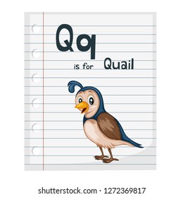 Illustrated Vocabulary Card with Letter - and -. Cartoon Paper Page. Ready for Print Paper. Vector Animal Alphabet