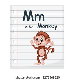 Illustrated Vocabulary Card with Letter - and -. Cartoon Paper Page. Ready for Print Paper. Vector Animal Alphabet