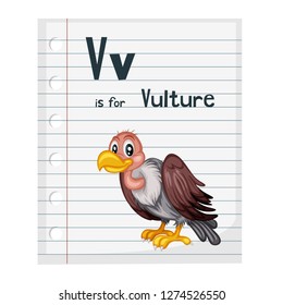 Illustrated Vocabulary Card with Letter - and -. Cartoon Paper Page. Ready for Print Paper. Vector Animal Alphabet