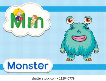 Illustrated vocabulary card with letters