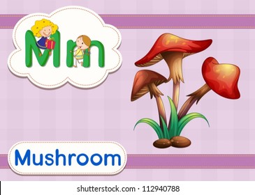 Illustrated vocabulary card with letters
