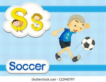 Illustrated vocabulary card with letters