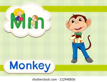 Illustrated vocabulary card with letters