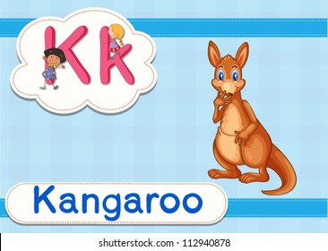 Illustrated vocabulary card with letters